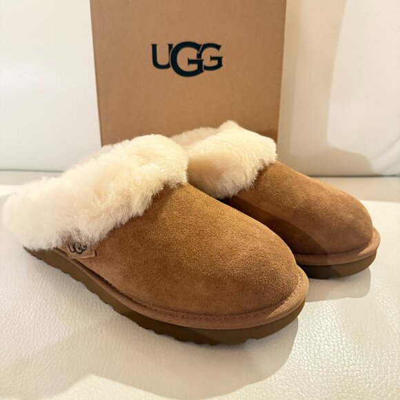 NIB UGGS UGG AUTRALIA CLUGGETE SLIPPERS CHESTNUT 8 - Picture 4 of 10